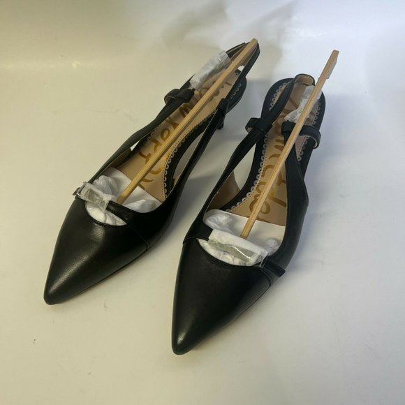 Sam Edelman Leather Slingback Pumps Denia Black Heels Shoes Women sz 5 NEW - Picture 5 of 7